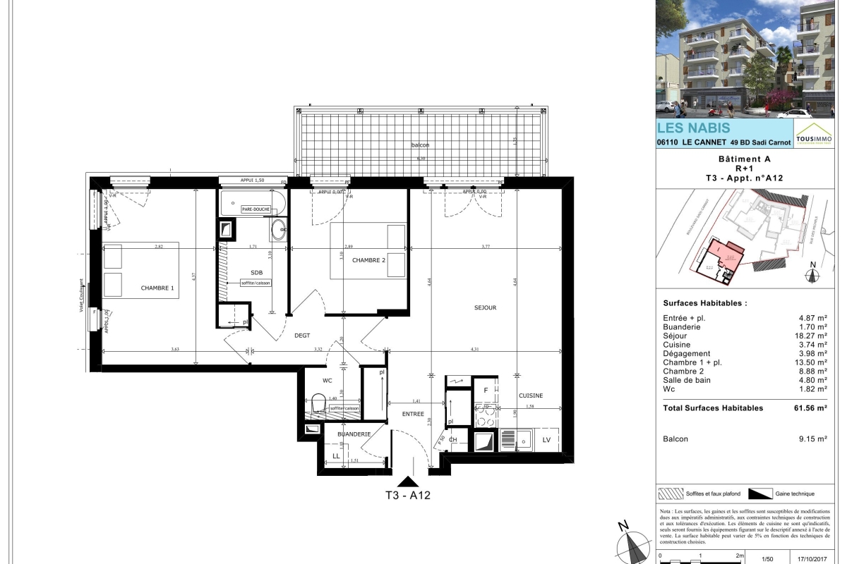 Appartement de luxe à vendre à Le Cannet, 277 000 €, Photo 2