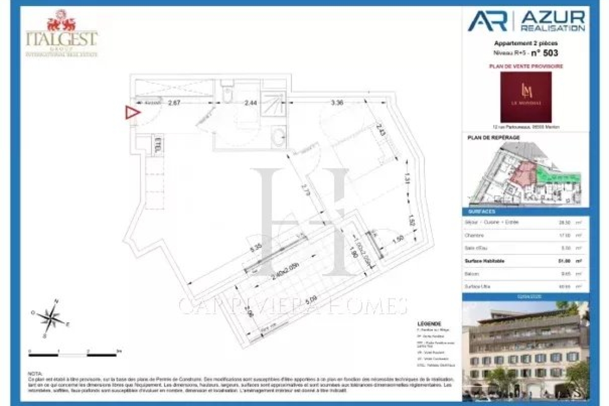 Appartement de luxe à vendre à Menton, 480 000 €, Photo 1