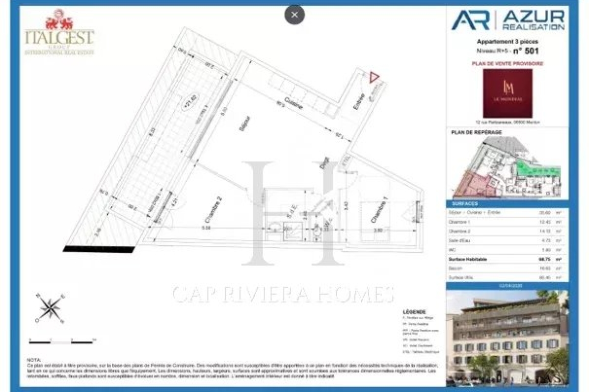Appartement de luxe à vendre à Menton, 640 000 €, Photo 1