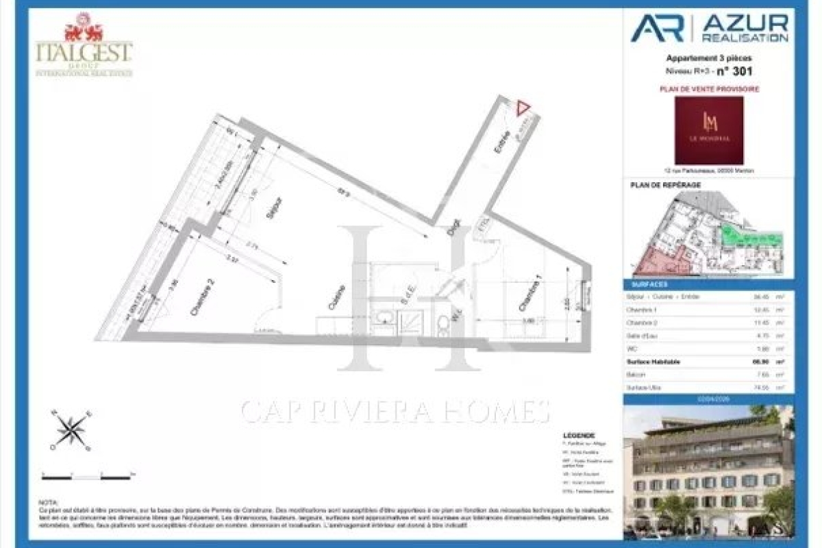 Appartement de luxe à vendre à Menton, 485 000 €, Photo 1