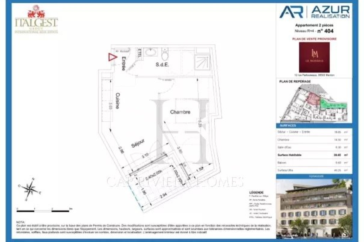 Appartement de luxe à vendre à Menton, 385 000 €, Photo 1